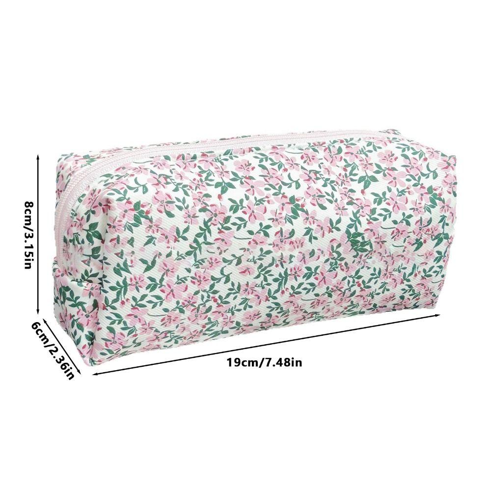 INS Floral Print Pen Bag Large Capacity Multifunctional Pencil Case Stationery Bag Students