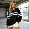 Women's Oversized Casual Patchwork Striped Pullover Hoodie for Fall Winter Daily Wear