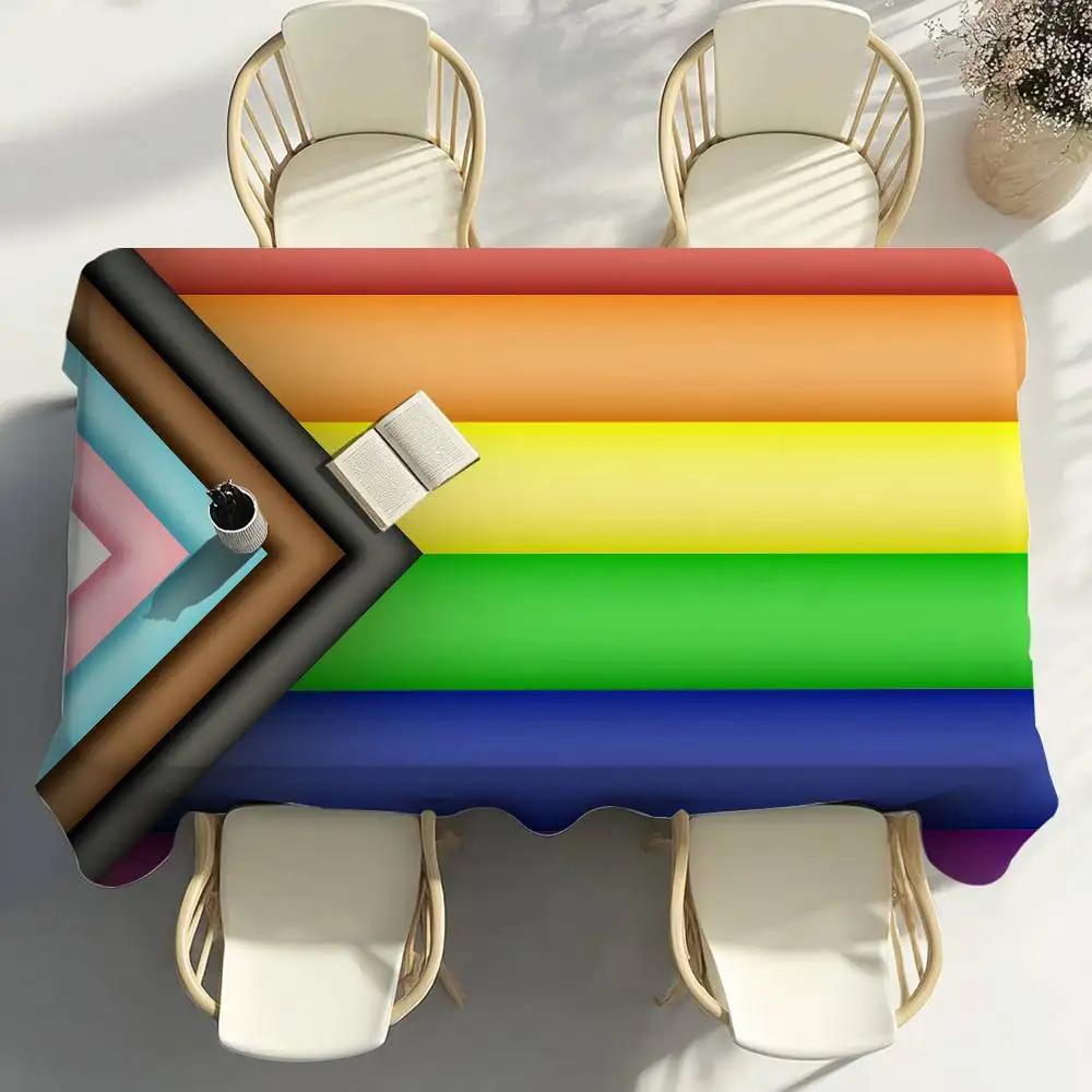Regenboog Strepen Tafelkleed Feestdecoratie Eetkamer Huis Keuken Terrassen Waterdicht Vlekbestendig Tafelkleed 120x140cm