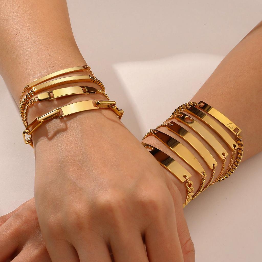 Personalized Engrave ID Name Bracelet Stainless Steel Wrist Chain Customized Jewelry for Women Girlfriend Family Gift