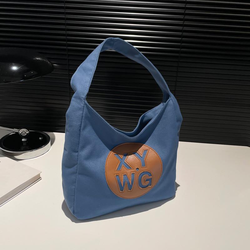 Large Capacity Stylish Korean Version Aesthetic Summer Shoulder Tote Bag For Women синий