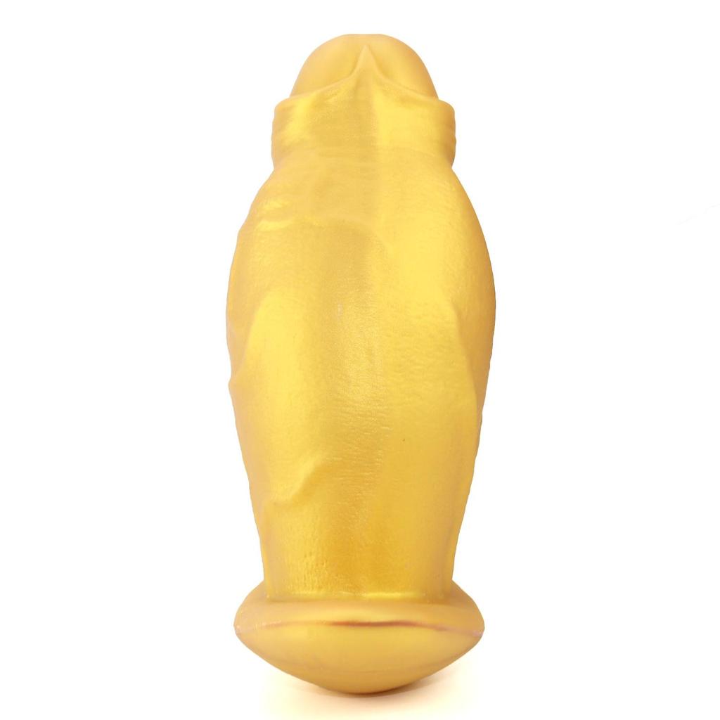 Goldener Flüssigsilikon Tragbarer Realistischer Dildo: Weicher, Großer, Outdoor Analplug für Männer & Frauen.