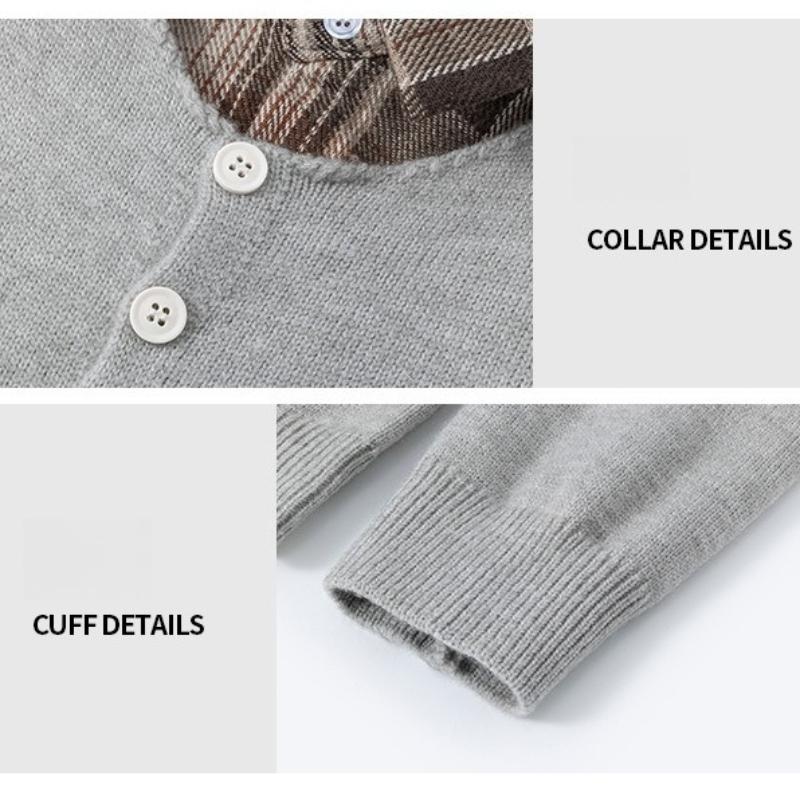 Pullovers Long Sleeves Sweaters Unisex Sweater Paragraph Autumn Half Button Men's Knitwear Bottoming Lapel Retro False Two-piece Wool Sweater