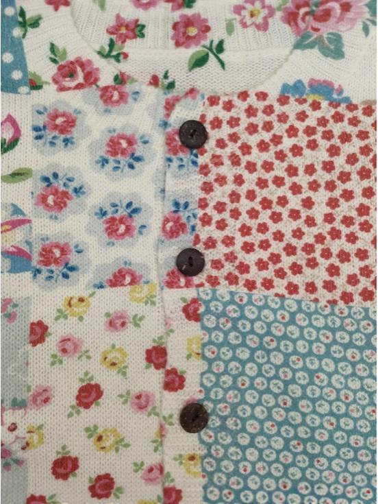 Damen 3D-Druck Geometrischer Patchwork Knopf Strickjacke - Rundhalsausschnitt, Langarm, Strickpullover für Frühling/Herbst