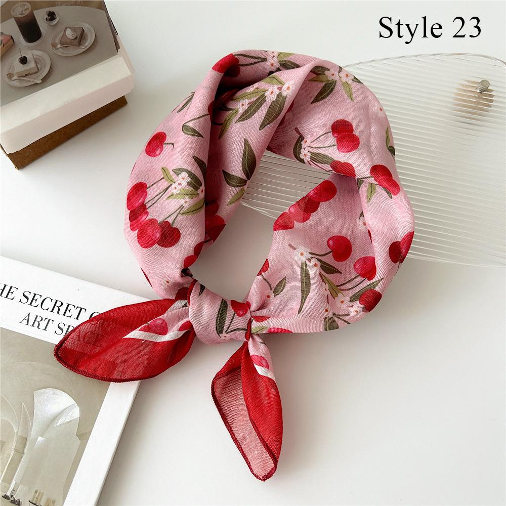 55cm Cotton Linen Handkerchief Print Square Neck Scarf Women Small Shawls Hair Scarfs Female Bag Scarves Head Scarf Bandanas
