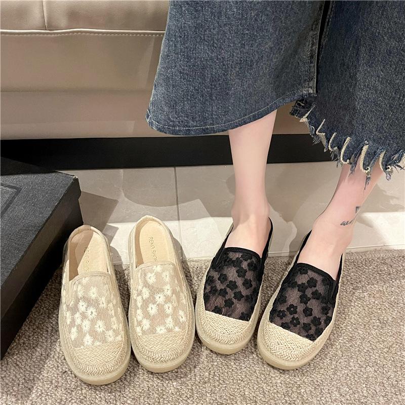 Fisherman Shoes Women's Bag Head Half Slippers Women's Outer Wear 2025 New Summer Mesh Breathable One Pedal Thick-soled Cool Slippers