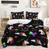 Rainbow Unicorn Bedding Set King Queen Size Rainbow Unicorns Duvet Cover Set with Pillowcase Polyester Bed Linen for Kids Girls
