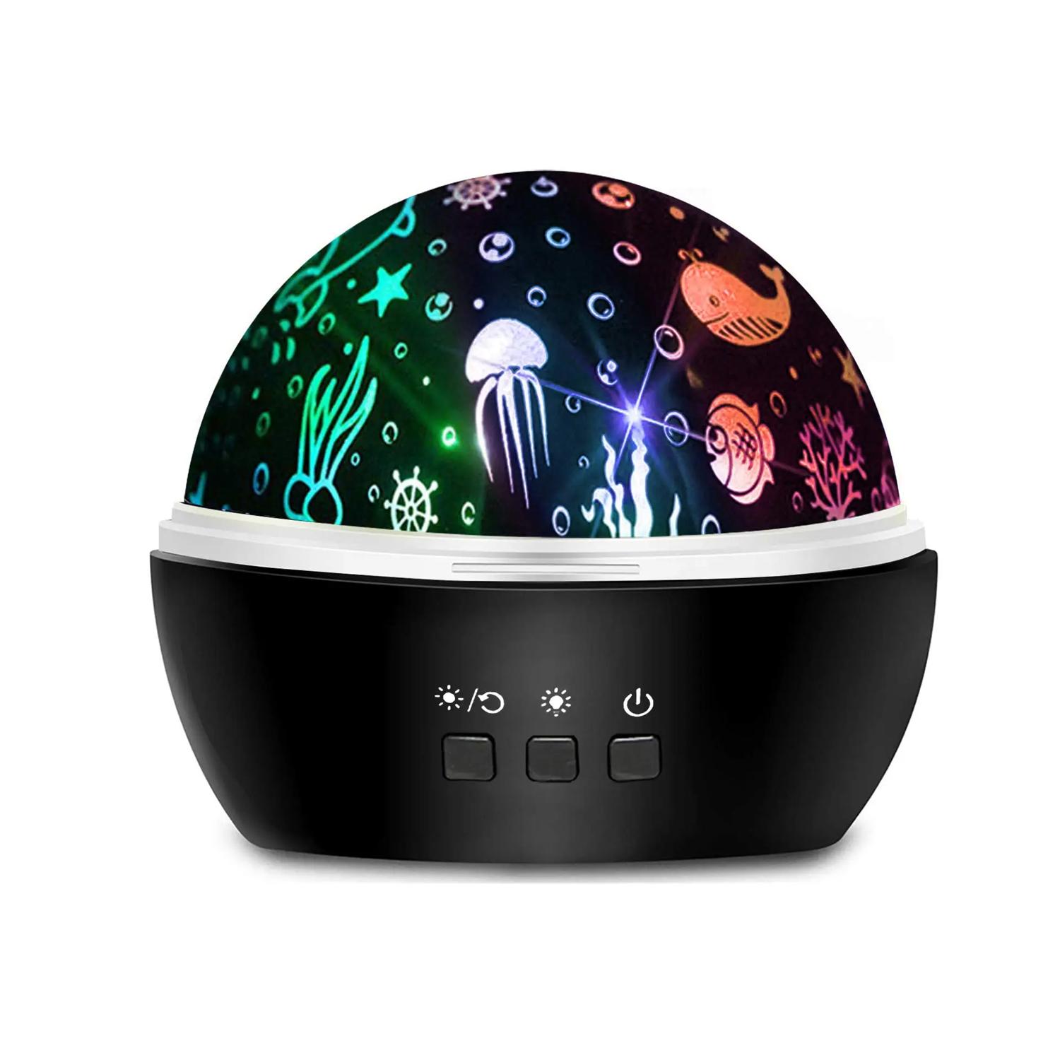 

Звездный проектор, вращающийся на 360 градусов ночник, морские животные, звездное лунное освещение, 8 режимов освещения, светильники для спальни, вечеринки, подарка на день рождения чёрный