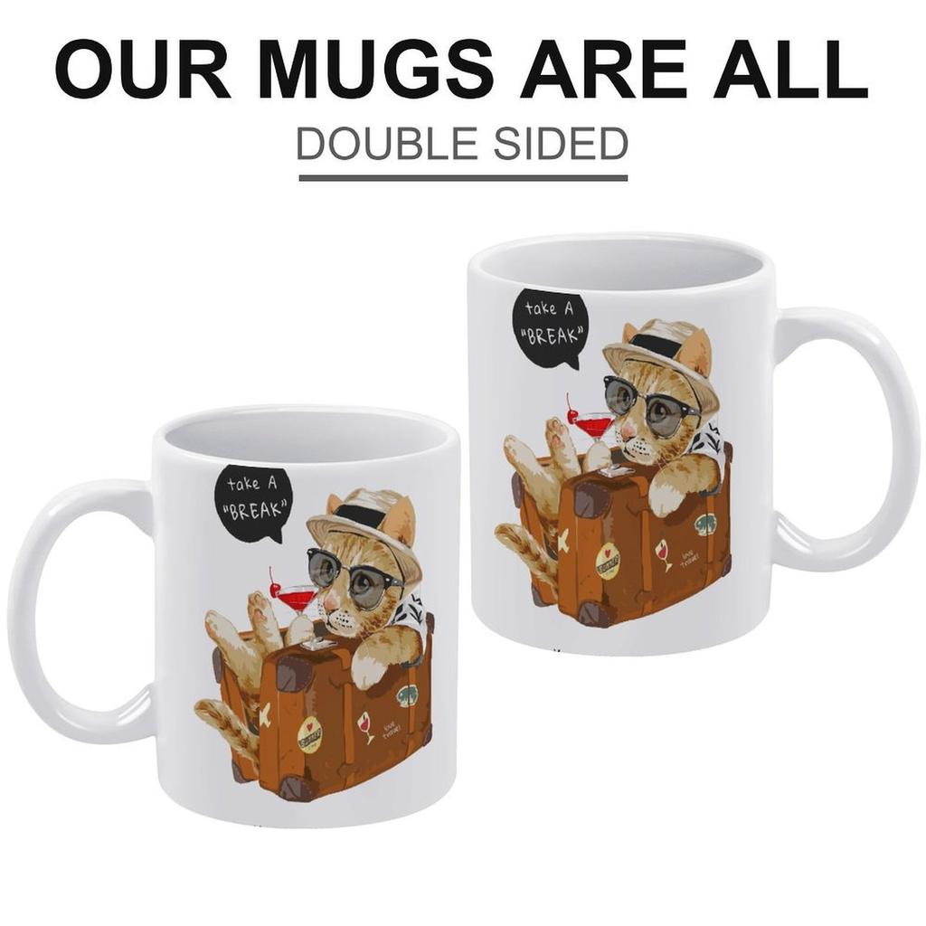 1 Stück 11oz Weiße Keramiktasse Beidseitig bedrucktes Element Langlebige Kaffeetasse Perfekt für Zuhause Büro Tägliches Getränk