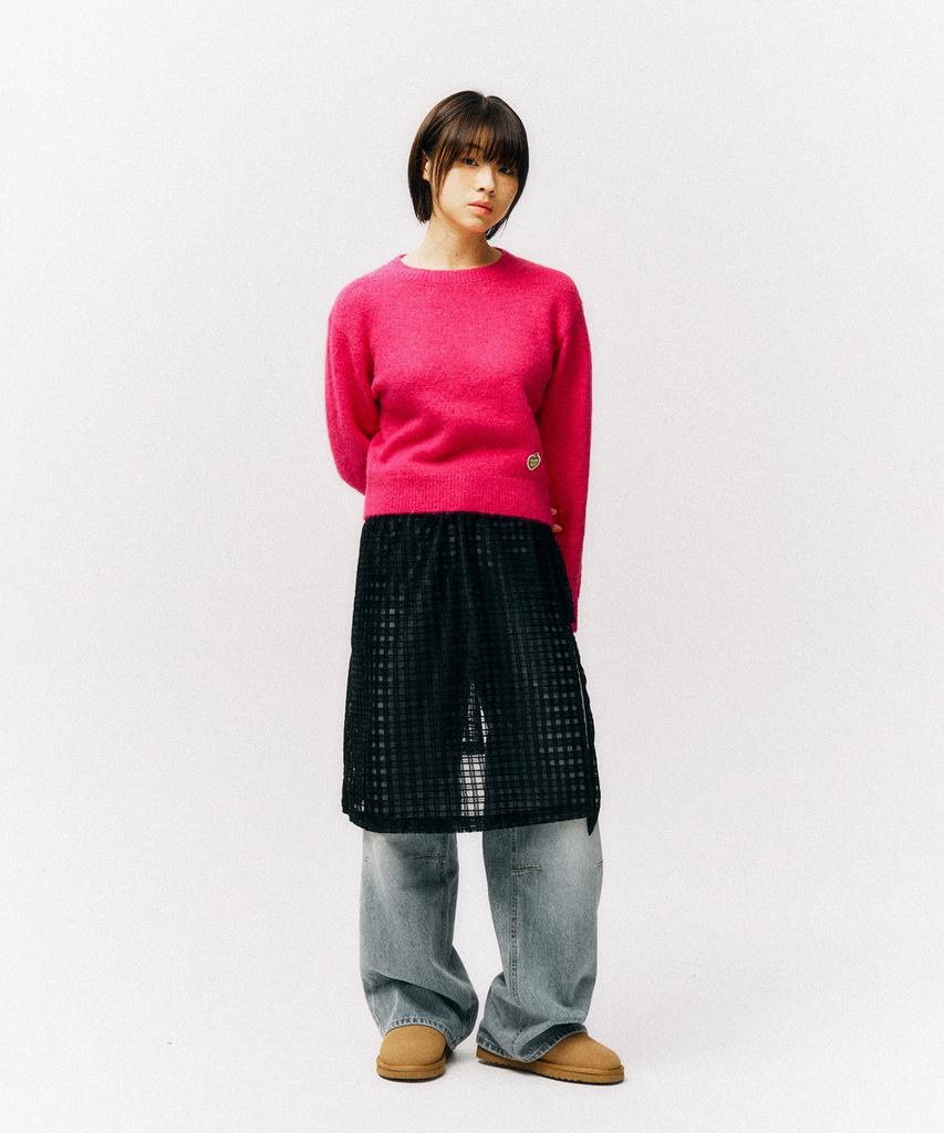PHYSICAL DEPARTMENT Heart Apple Crop Knit_Pink