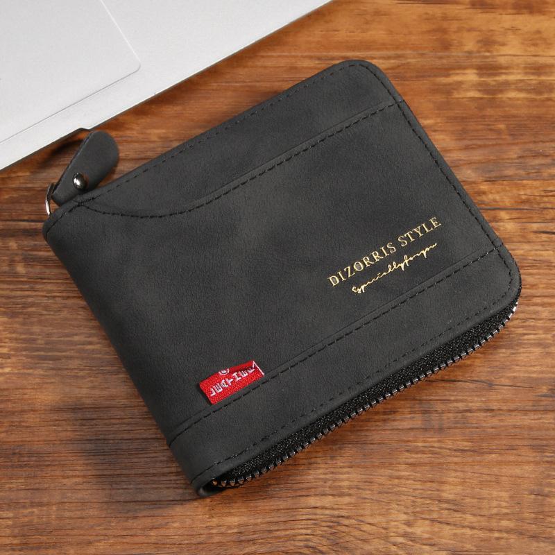 Schoolbag1011 new men's wallet short horizontal zipper 30% off change bag retro casual buckle square bag