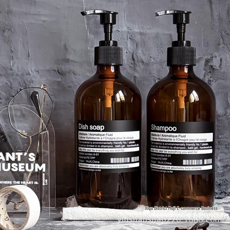 Nordic Style Refillable Glass Bottles for Hand Sanitizer, Soap, Shampoo, and Bathroom Accessories Photography.