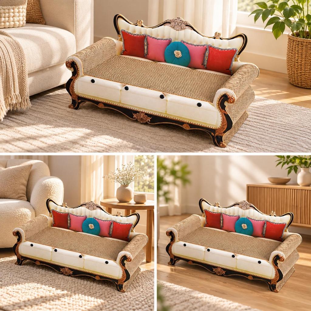 Corrugated Cardboard Cat Scratching Lounge Elevated Scratcher Sofa Bed Textured for