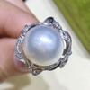 Gorgeous Aesthetic Simulated Pearl Ring Women Luxury Graceful Finger Jewelry for Wedding Party Shiny Zirconia Accessories