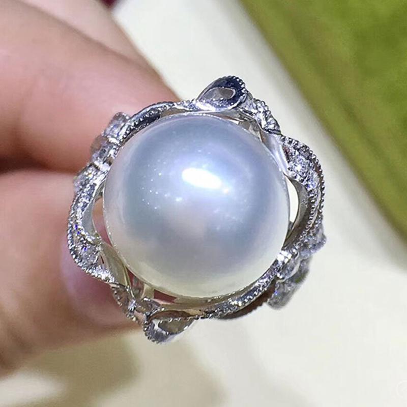Gorgeous Aesthetic Simulated Pearl Ring Women Luxury Graceful Finger Jewelry for Wedding Party Shiny Zirconia Accessories