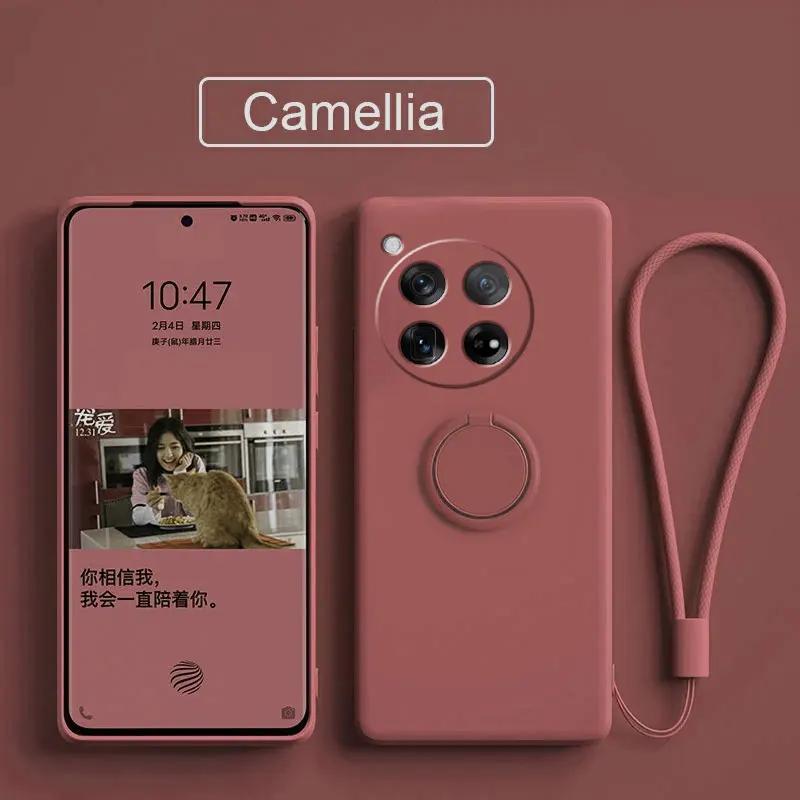 Case for OnePlus 13 12 Cases Liquid Silicone Ring Stand Phone Shell Coque for OnePlus 1+12 13 Cover ShockproofBumper Back Funda