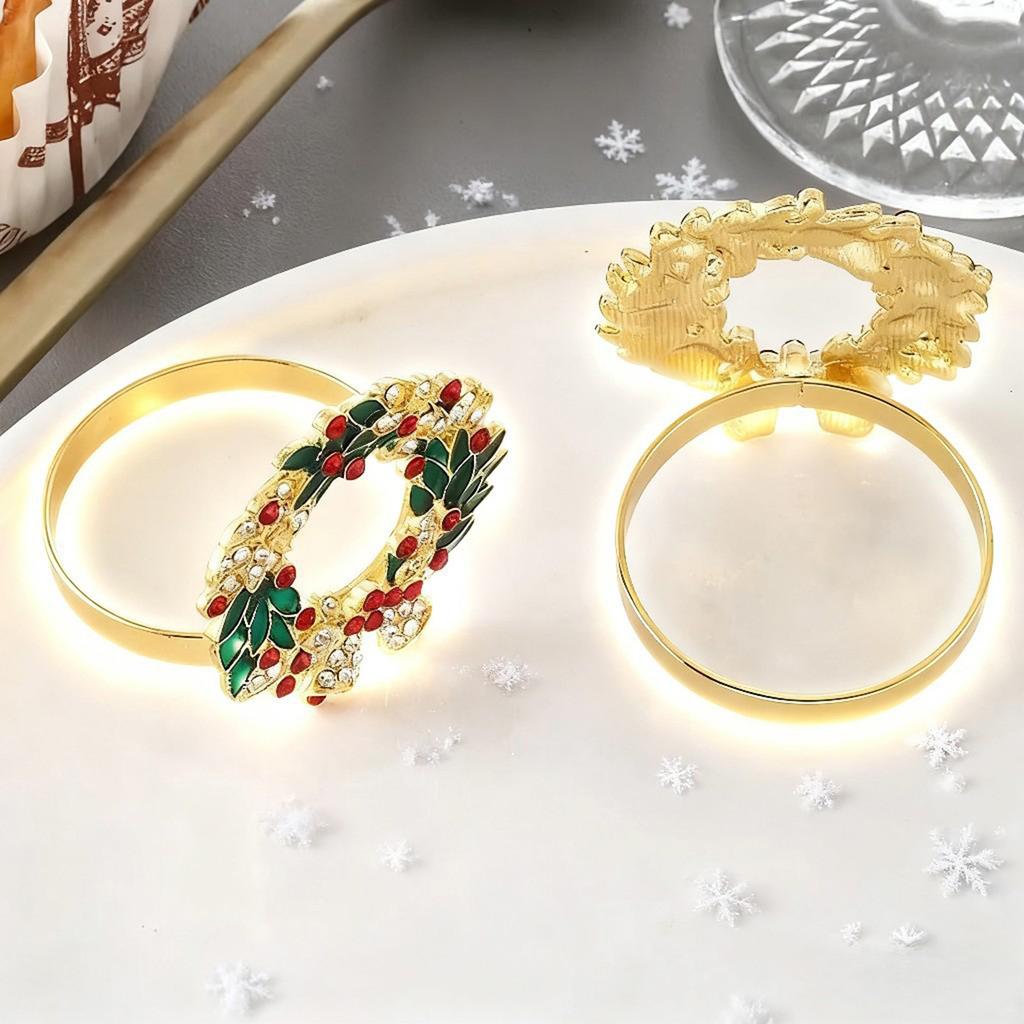 Christmas Decoration Napkin Ring Decoration Metal Bracket, Suitable For Dining Tables, Holiday Dinners, And Family Gatherings