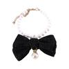 Pet Necklace Elegant Adjustable Cat Dog Collar with Faux Pearl Bow Cute Pet Neck Circle Pet Accessory