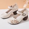 Fashion GKTINOO 2025 Spring Flower Genuine Cow Leather Shoes Women Shoes Elegant Fashion Shoes Woman Retro Handmade Shoes High Heels