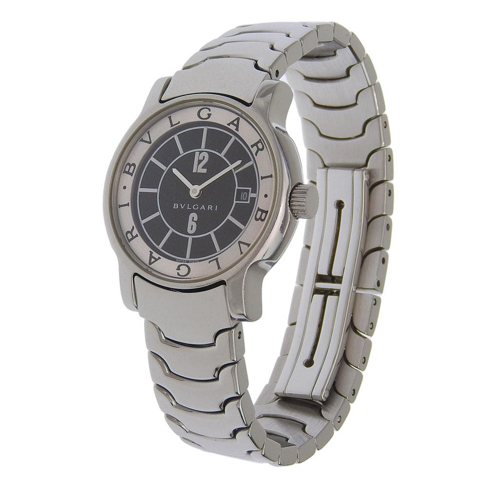 Bvlgari Solo Tempo Watches ST29S blackDial Stainless Steel Quartz Analog Display Women Used