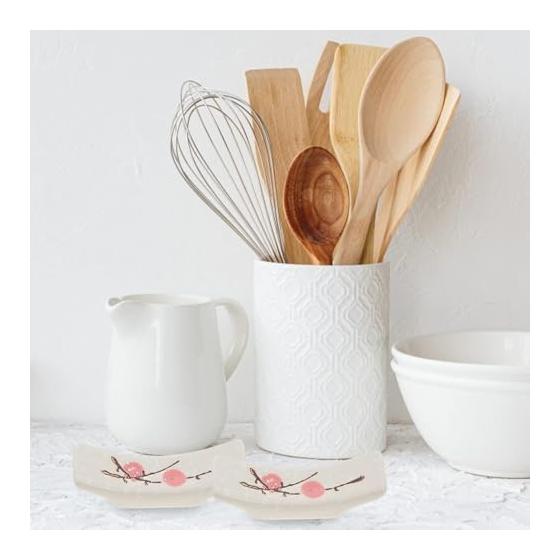 Chopstick Rests Set of 8, Cute & Stylish Chopstick Holders, Ceramic Chopstick Pillows, Tableware Accessories, Plum Blossom Japanese Pattern,