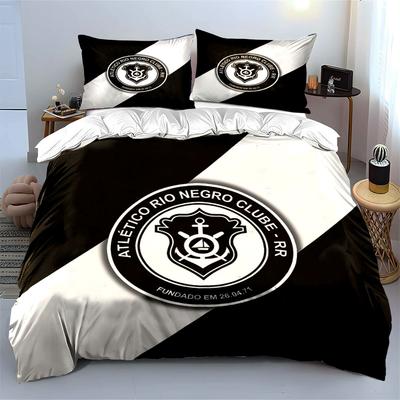 Black and White Club Logo Bedding Bedding Duvet Cover Set Duvet Cover Pillowcases  (1 * Duvet Cover 2 * Pillowcases, Without Duvet Insert)