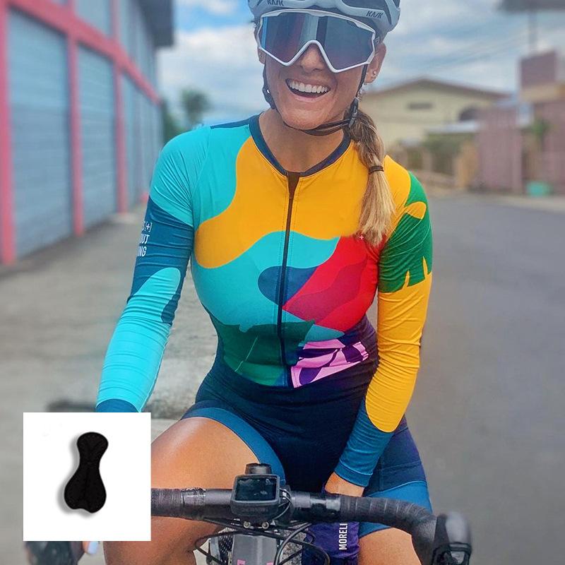 2026 New Women's Summer Long-sleeved Triathlon Onesie Outdoor Cycling Mountain Bike Cycling Suit