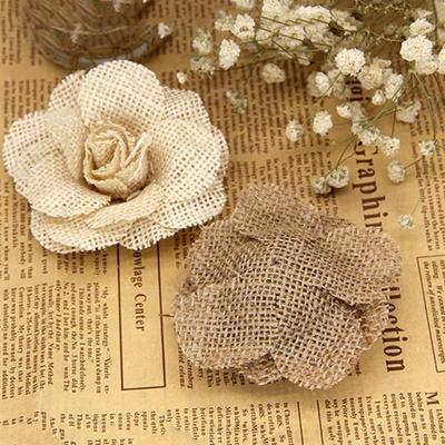 Artigos para Festa Decoração de Casa Juta Natural Tecido de Juta Flores Feitas à Mão Decoração de Casamento Retrô