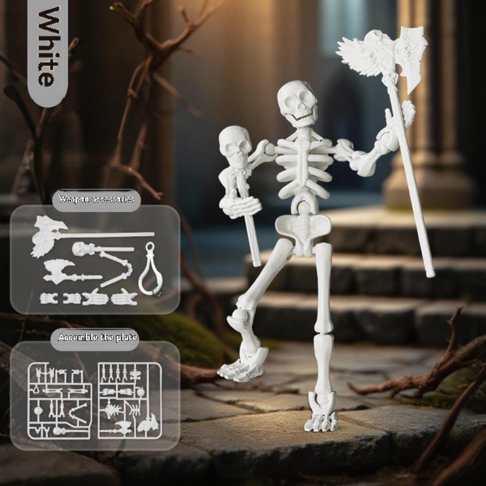 

Cyberpunk Articulated Movable Skeleton Doll Mechanical Assembly Building Blocks Model Stop Motion Animation Desk Decor Ornament белый