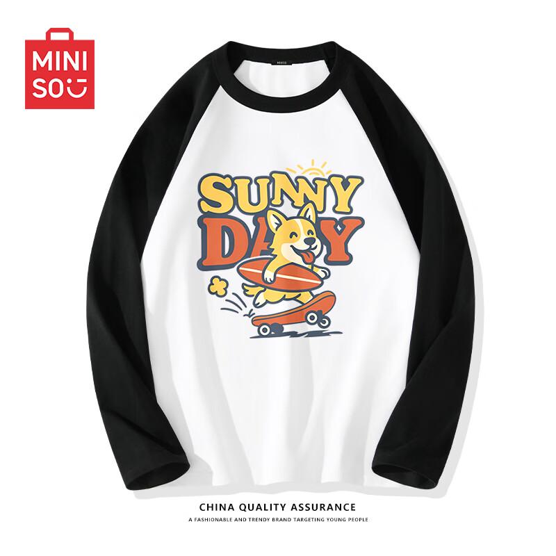 MINISO Men s American Casual Color-Block Long-Sleeve T-Shirt M