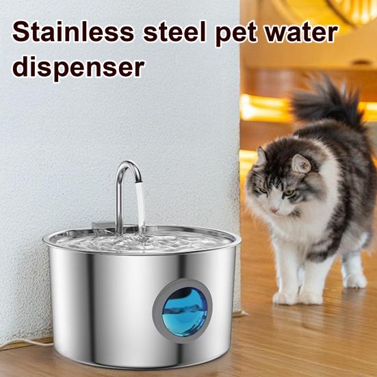 3.2L Dog Water Fountain Stainless Steel Quiet Pet Fountain with Quadruple Filtration Splash-Free Purification Fountain with Visual Water Level