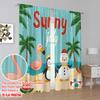 2pcs,2D Plane Printing Minimalist Curtains Flamingo & Snowman Tropical Ocean 100% Polyester (without Rod) Art Deco Festive
