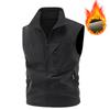 Men Winter Fleece Warm Vest Jacket Men Outdoor Windproof Photographer Fishing Waistcoat Stand Collar Double-Sided Vest Male
