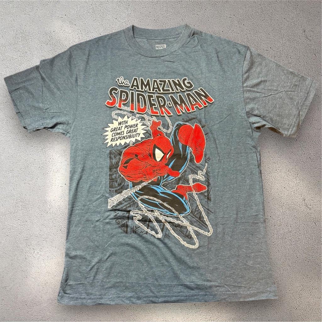 Marvel The Amazing Spider-Man Mens Graphic T-Shirt Gray 1XLT Tall Comic Tee