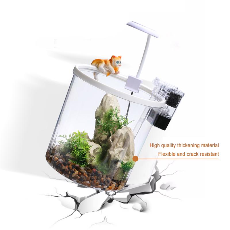Kompakter runder Goldfischnapf - Sauerstoffreiches fließendes Wasser Öko-Kreislauf-Aquarium für Büro & Zuhause Schreibtisch (Langlebig, Wartungsarm)