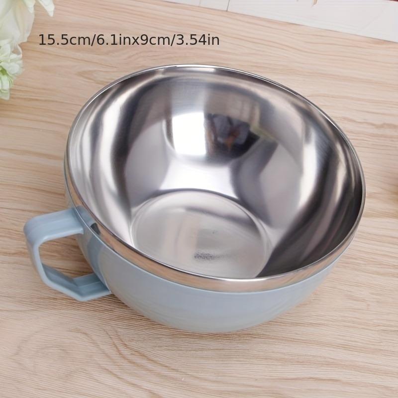 1PC Noodle Bowl with Handle Solid Stainless Steel Lid Food Container Rice Bowl Soup Bowls Instant Noodles Mixing Bowl