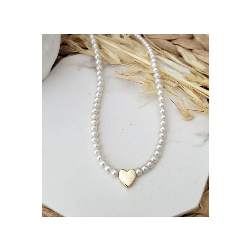 Damen-Perlen-Mini-Herz-Halskette