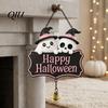 Whimsical Room Decor for Girls Halloween Cute Witch Hat Ghost Door Sign, Wooden Hanging Decoration, Vintage Style Seasonal Sign Doorbell