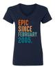 Epic Since February 2005 Tee 20th Birthday Gift Ladies039 V-Neck Tshirt