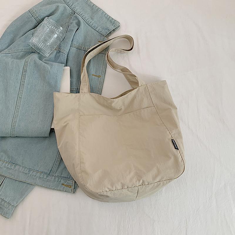 

Fashiable Women s Waterproof Nyl Casual Summer Single Shoulder Cloth Bag Large Capacity Commuting Tote Bag Handbag 40cmX36cmX17cm бежевый