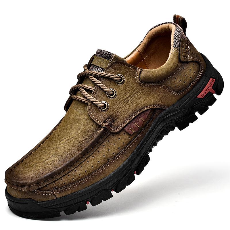 

Fashion Top Layer Cowhide Men s Shoes Real Leather Thick Soled Wear-resistant Men s Leather Shoes Outdoor Casual Hiking Shoes 38
