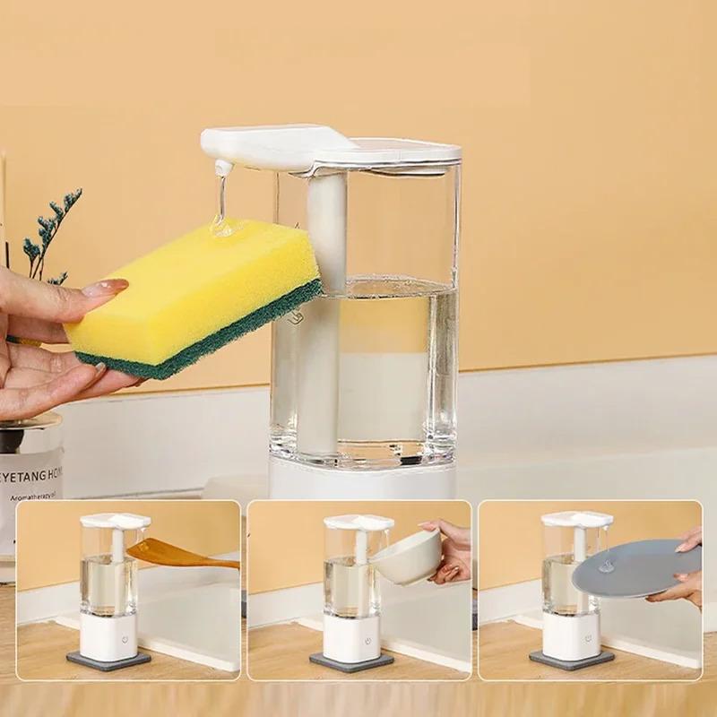 550ml Automatic Touchless Soap Dispenser, Smart Sensor for Kitchen Detergent Bathroom Shampoo Shower Gel