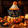 Ornements mignons pour fête d'Halloween Chat Noir Citrouille Figurine, Sinistre sur Statue Rétro Résine pour Étagère de Maison Cheminée Table Décoration Bureau Étanche