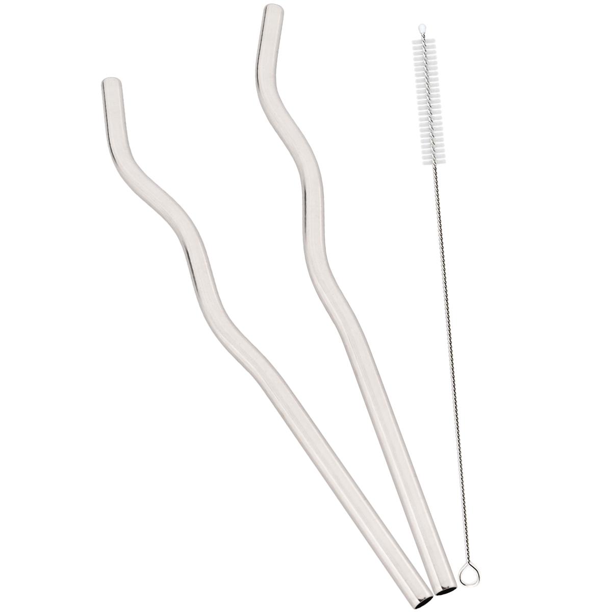 

2pcs Wavy Stainless Steel Straight Straw Set Fruit Juice Milkshake Cocktail Bubble Tea Drinking Straw Kitchen Bar Accessories серебряный