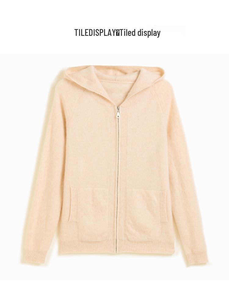 Women's Thickened Cashmere Hooded Cardigan Sweater - Loose Knit Zip-Up for Autumn and Winter