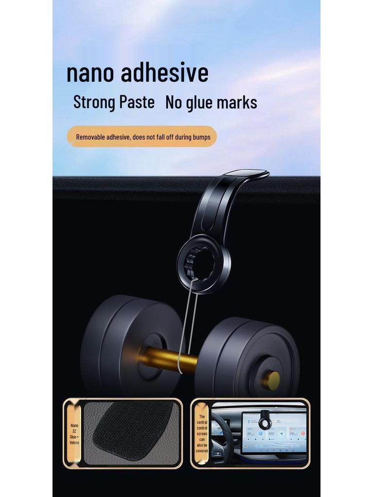 Universal Foldable Magnetic Car Phone Holder: Adjustable, Rotating, and Curved Design for Dashboard.