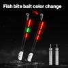 5 pièces Indicateur de scion de canne à pêche, batterie rechargeable, chargeur, lumière rouge pour les touches, haute visibilité, alarme de pêche.