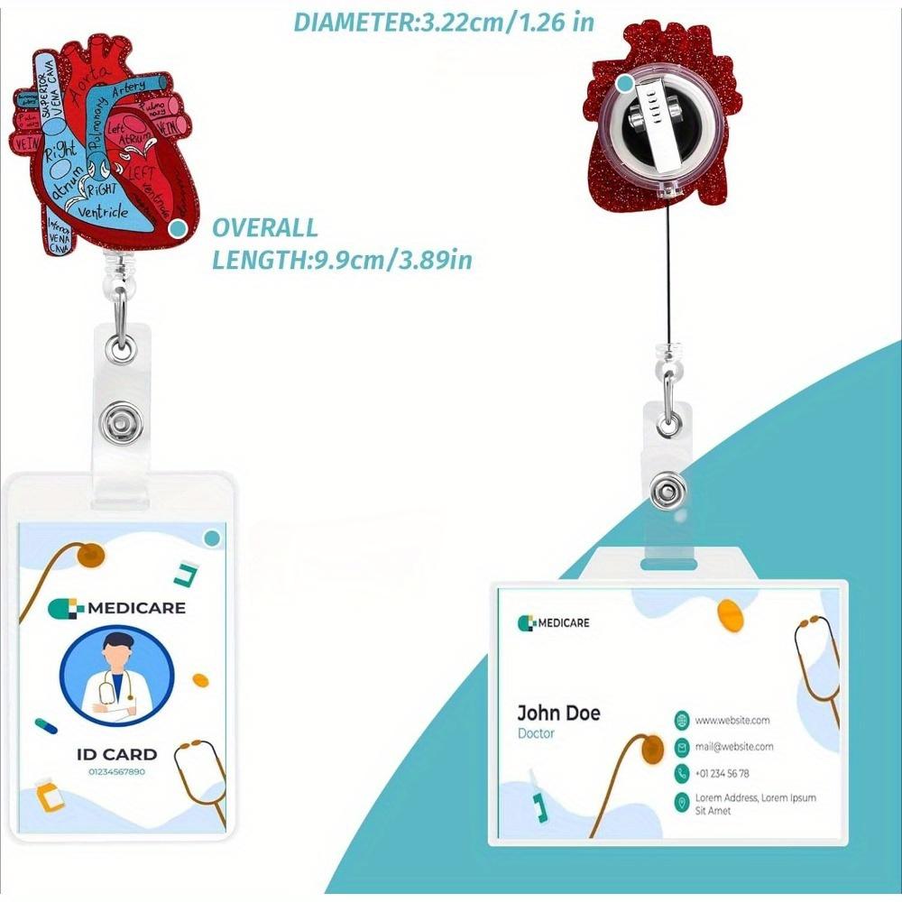 Cardiac Badge Reel. Heart-shaped Retractable ID Clip for Nurses, Doctors & Medical Staff.
