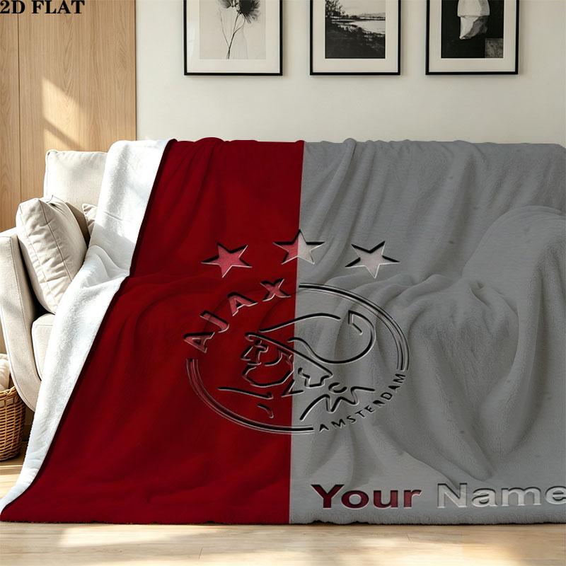 1PC AFC Ajax Custom Name Patterned Flannel Blanket Suitable For All Seasons for Home Decor Warmth and Comfort Gifts Holiday Present