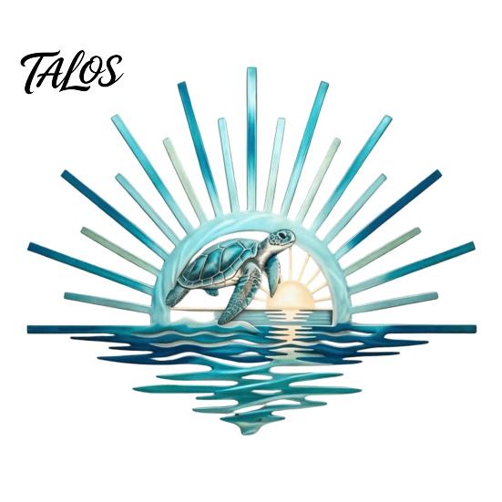 Outdoor Ocean Decor Metal Wall Decor, Turtle/Lighthouse/Mermaid Pattern Weather Resistant Marine Style Room Art Sculptures for Patio Garden And Living